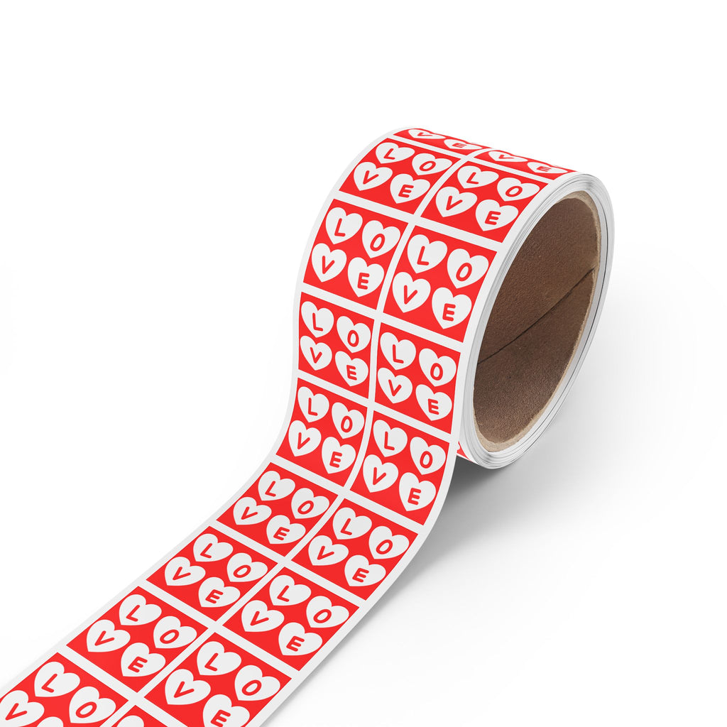 Square Hearts Sticker Label Roll