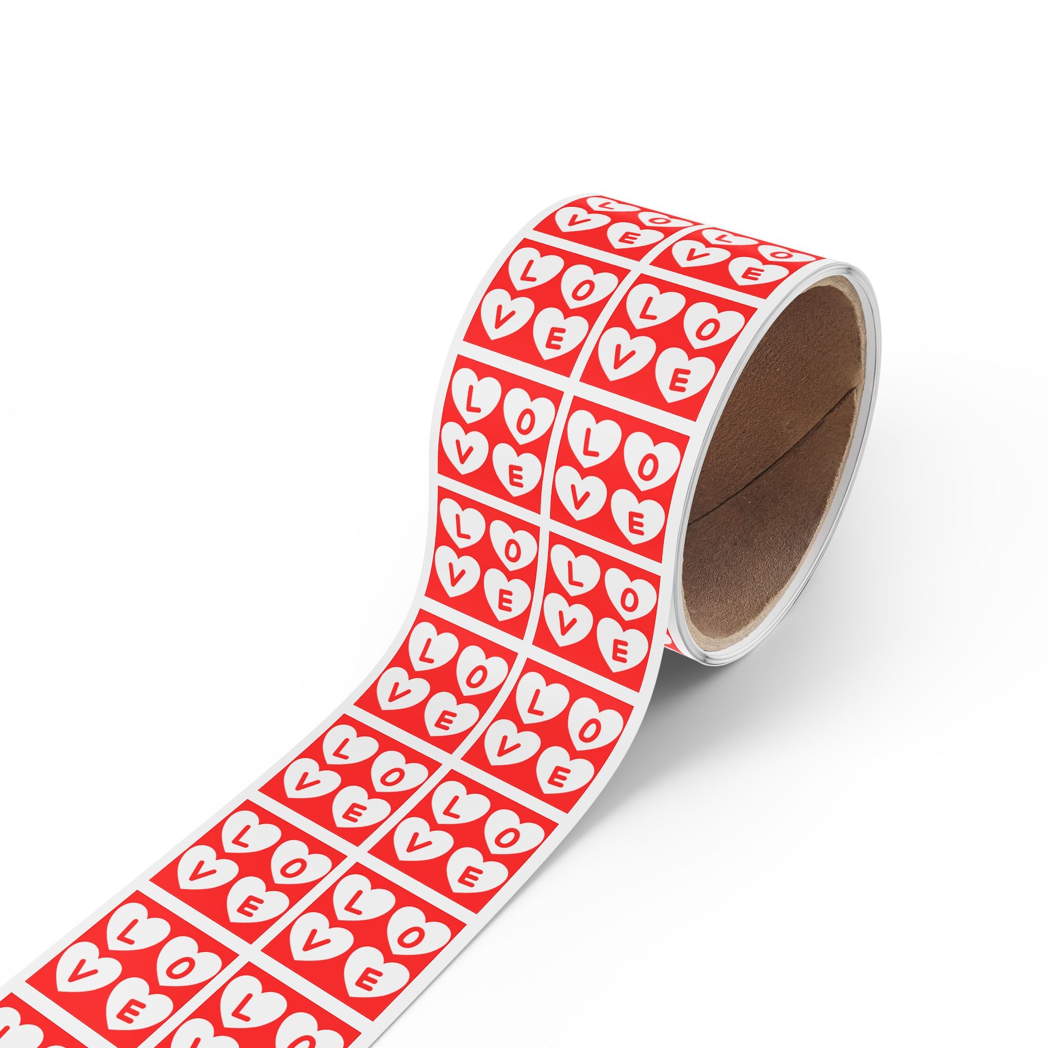 Square Hearts Sticker Label Roll