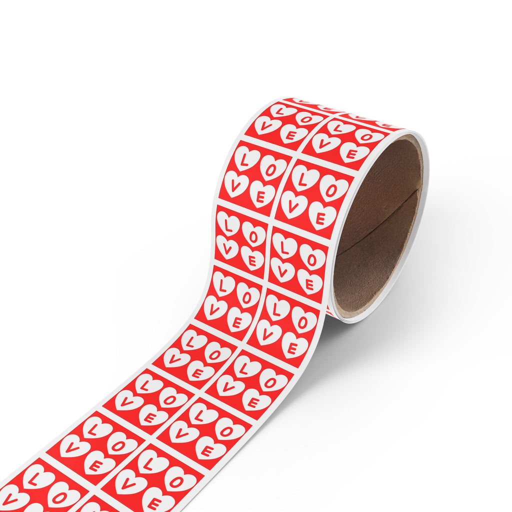 Square Hearts Sticker Label Roll